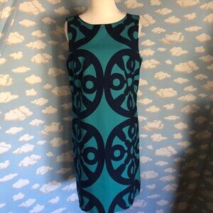 Brooks Brothers Sleeveless Shift Dress Turquoise & Navy Size 10
